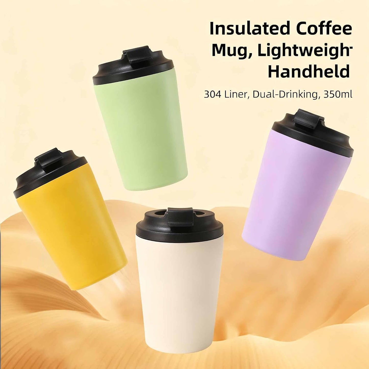 12oz Mini Insulated Coffee Cup - 304 Stainless Steel & Ceramic Lined Tumbler, Leak-Proof Portable Travel Mug for Car Office Outdoor, BPA-Free Double Wall Vacuum (purplish blue)