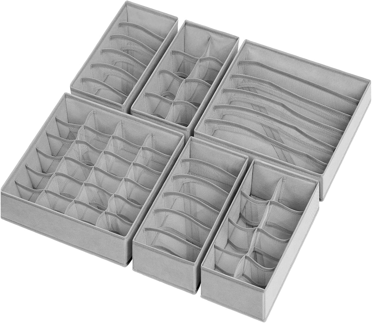 Sock Underwear Drawer Organizer Dividers, 58 Cell Foldable Fabric Dresser Closet Organizers and Storage Bins for Clothing, Baby Clothes, Bra, Panty, Scarf, Ties (White)