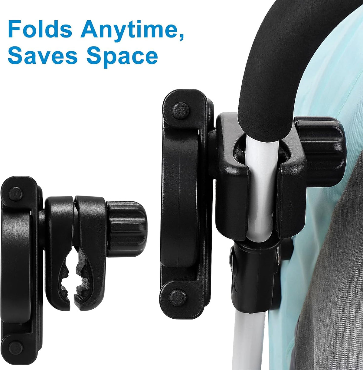 Stroller Cup Holder, Foldable 360° Rotatable Universal Cup Holder for Bike, Wheelchair, Walker, Scooter