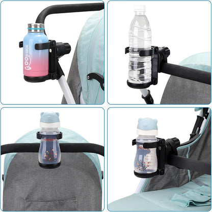 Stroller Cup Holder, Foldable 360° Rotatable Universal Cup Holder for Bike, Wheelchair, Walker, Scooter