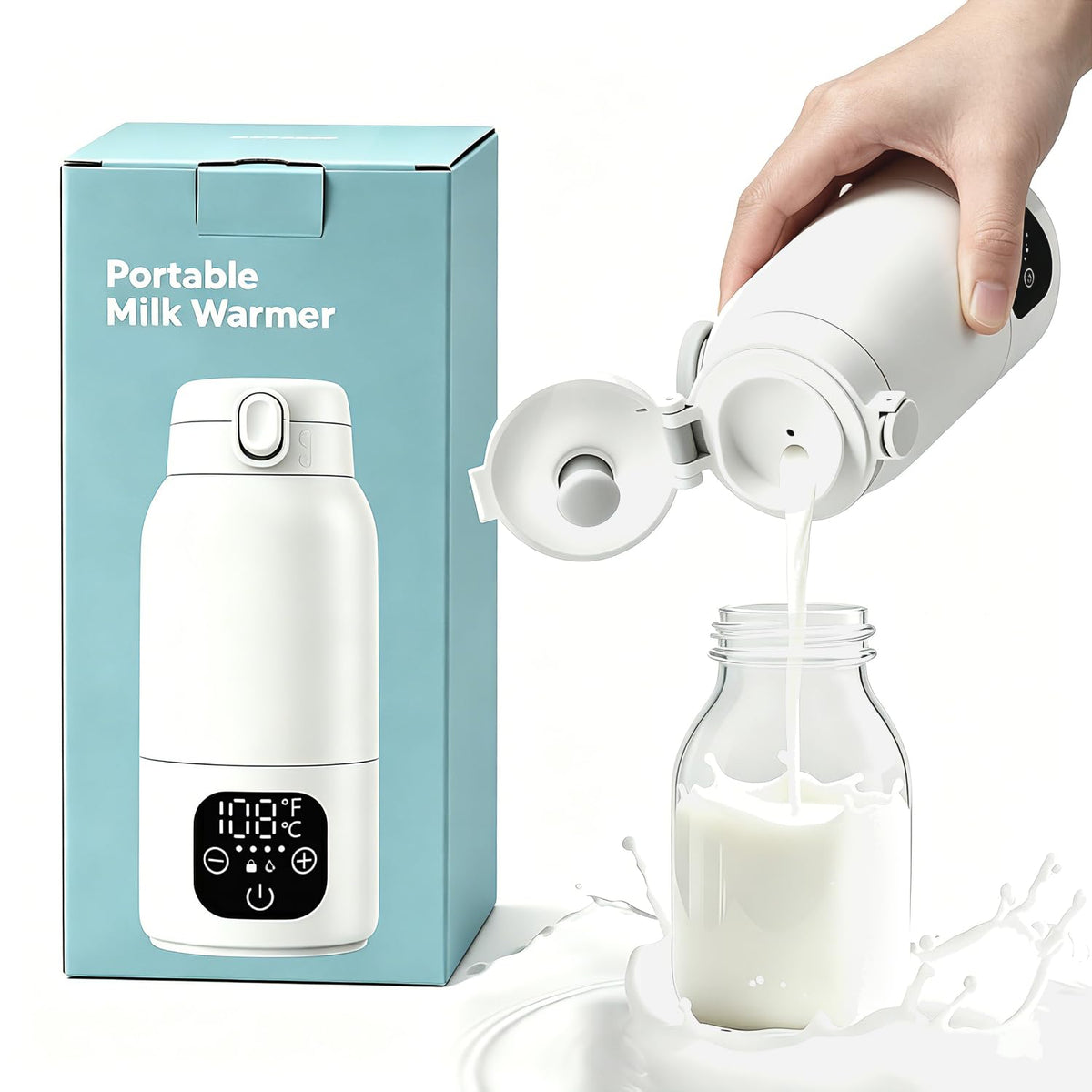 Portable Cordless Bottle Warmer, 17oz Fast Heating Milk Warmer for Travel