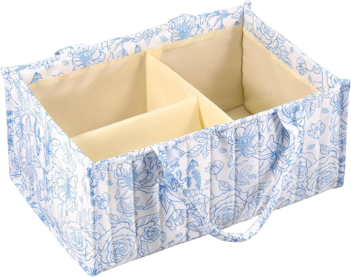 Baby Diaper Caddy Organizer, Newborn Essential Storage for Diaper Changing Station, with Removable Divider for Home and Outdoor