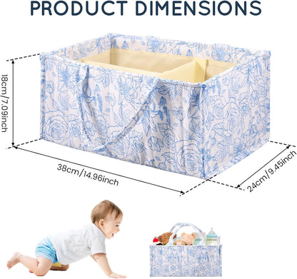 Baby Diaper Caddy Organizer, Newborn Essential Storage for Diaper Changing Station, with Removable Divider for Home and Outdoor