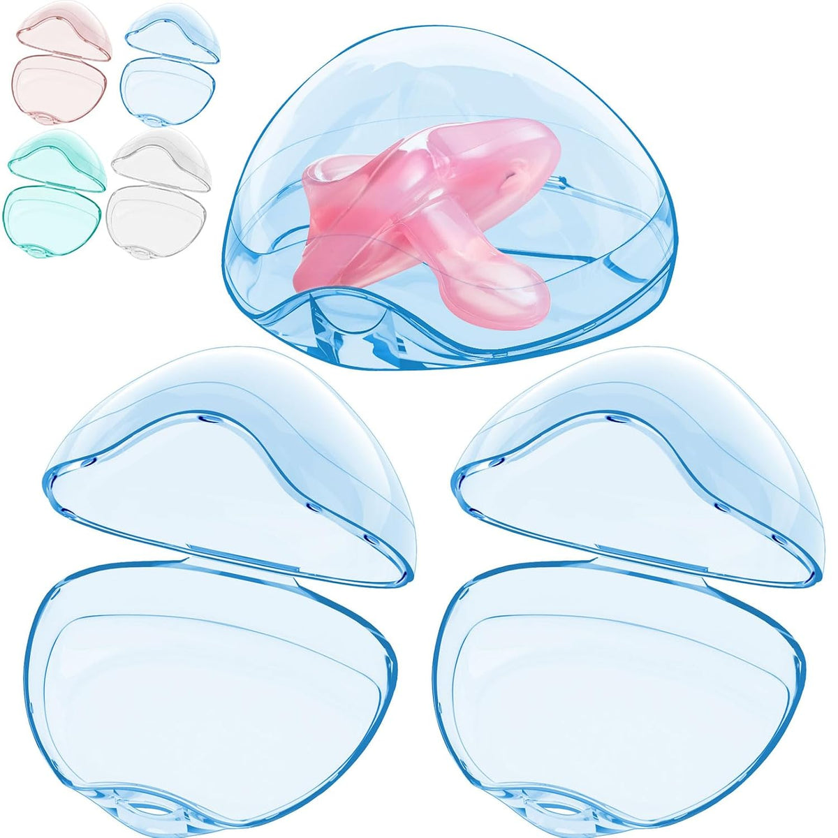 Pacifier Case, BPA Free Pacifier Holder Case,Transparent Container Box for Baby Binky（Not Included),Essential Pacifier Accessories,Alway Keep Paci Clean,Easy to Clean(Pink)
