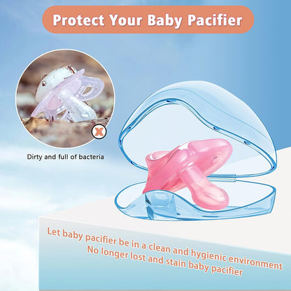 Pacifier Case, BPA Free Pacifier Holder Case,Transparent Container Box for Baby Binky（Not Included),Essential Pacifier Accessories,Alway Keep Paci Clean,Easy to Clean(Pink)