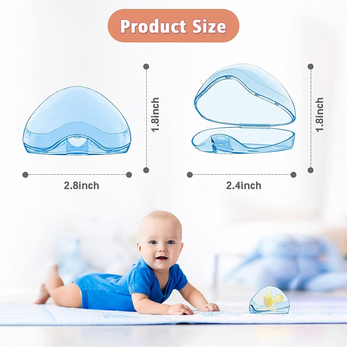 Pacifier Case, BPA Free Pacifier Holder Case,Transparent Container Box for Baby Binky（Not Included),Essential Pacifier Accessories,Alway Keep Paci Clean,Easy to Clean(Pink)