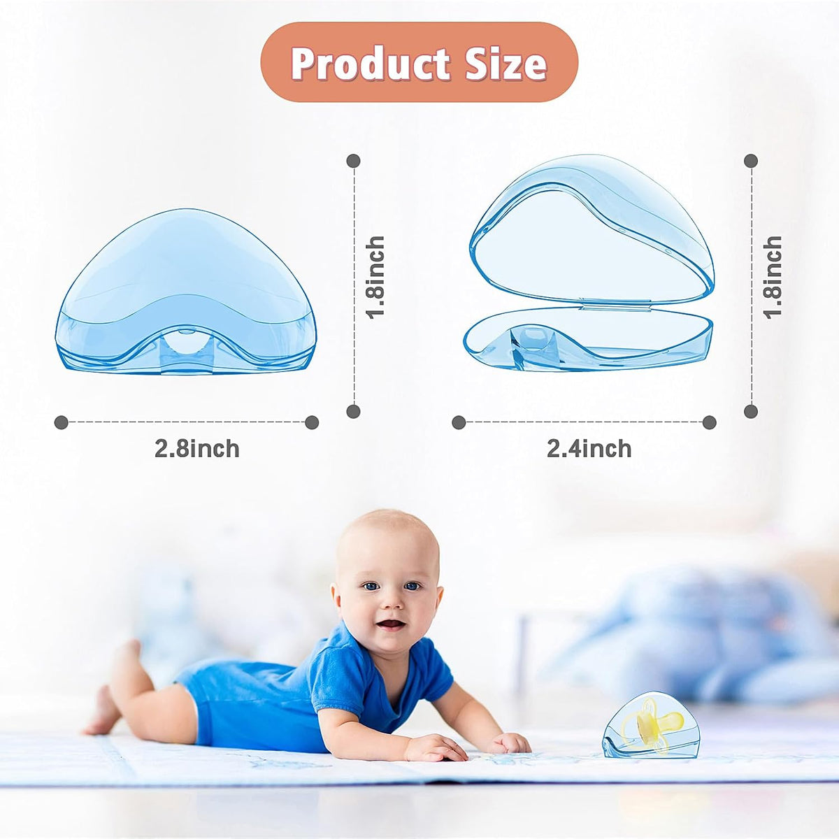 Pacifier Case, BPA Free Pacifier Holder Case,Transparent Container Box for Baby Binky（Not Included),Essential Pacifier Accessories,Alway Keep Paci Clean,Easy to Clean(Pink)