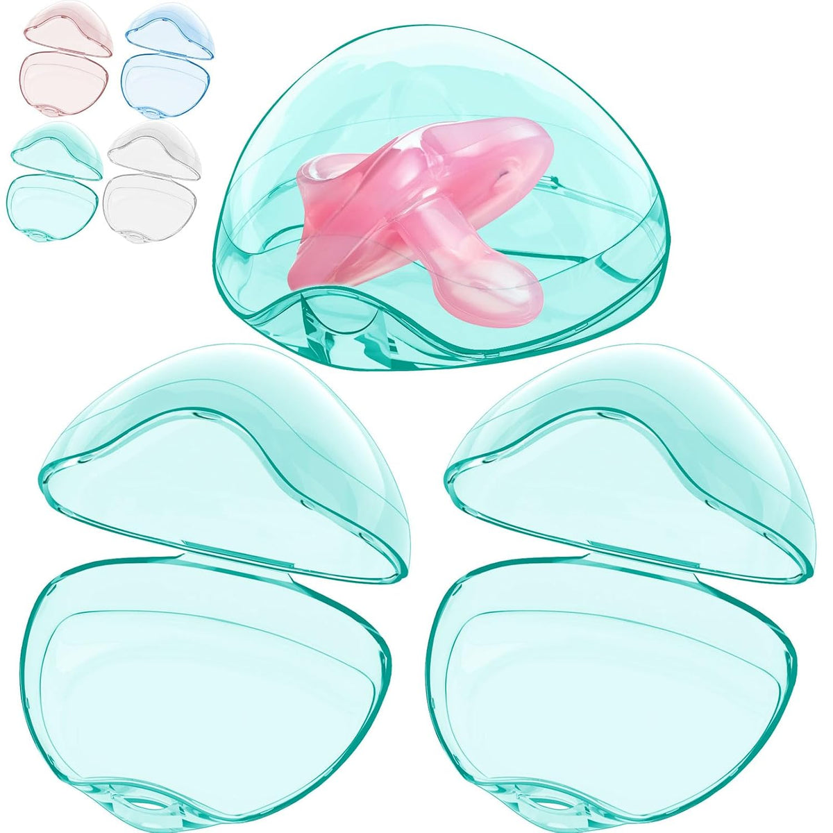 Pacifier Case, BPA Free Pacifier Holder Case,Transparent Container Box for Baby Binky（Not Included),Essential Pacifier Accessories,Alway Keep Paci Clean,Easy to Clean(Pink)