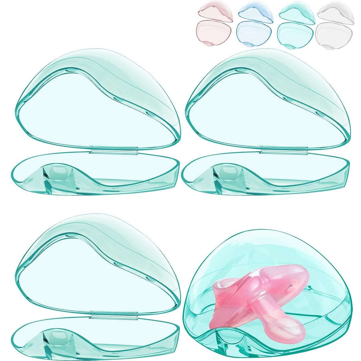Pacifier Case, BPA Free Pacifier Holder Case,Transparent Container Box for Baby Binky（Not Included),Essential Pacifier Accessories,Alway Keep Paci Clean,Easy to Clean(Pink)