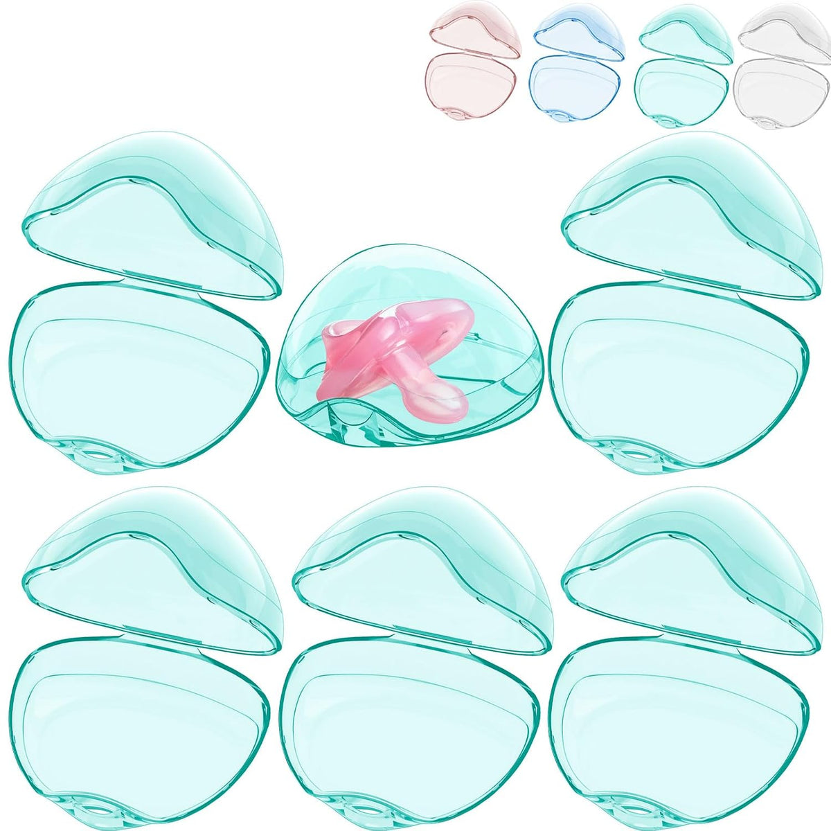 Pacifier Case, BPA Free Pacifier Holder Case,Transparent Container Box for Baby Binky（Not Included),Essential Pacifier Accessories,Alway Keep Paci Clean,Easy to Clean(Pink)