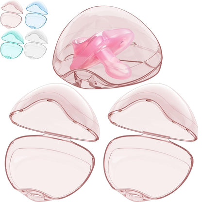 Pacifier Case, BPA Free Pacifier Holder Case,Transparent Container Box for Baby Binky（Not Included),Essential Pacifier Accessories,Alway Keep Paci Clean,Easy to Clean(Pink)