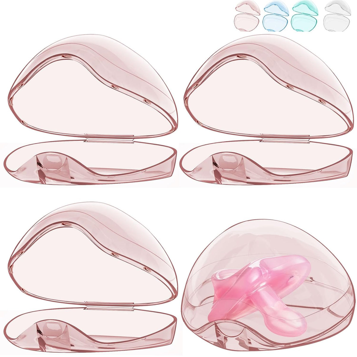 Pacifier Case, BPA Free Pacifier Holder Case,Transparent Container Box for Baby Binky（Not Included),Essential Pacifier Accessories,Alway Keep Paci Clean,Easy to Clean(Pink)