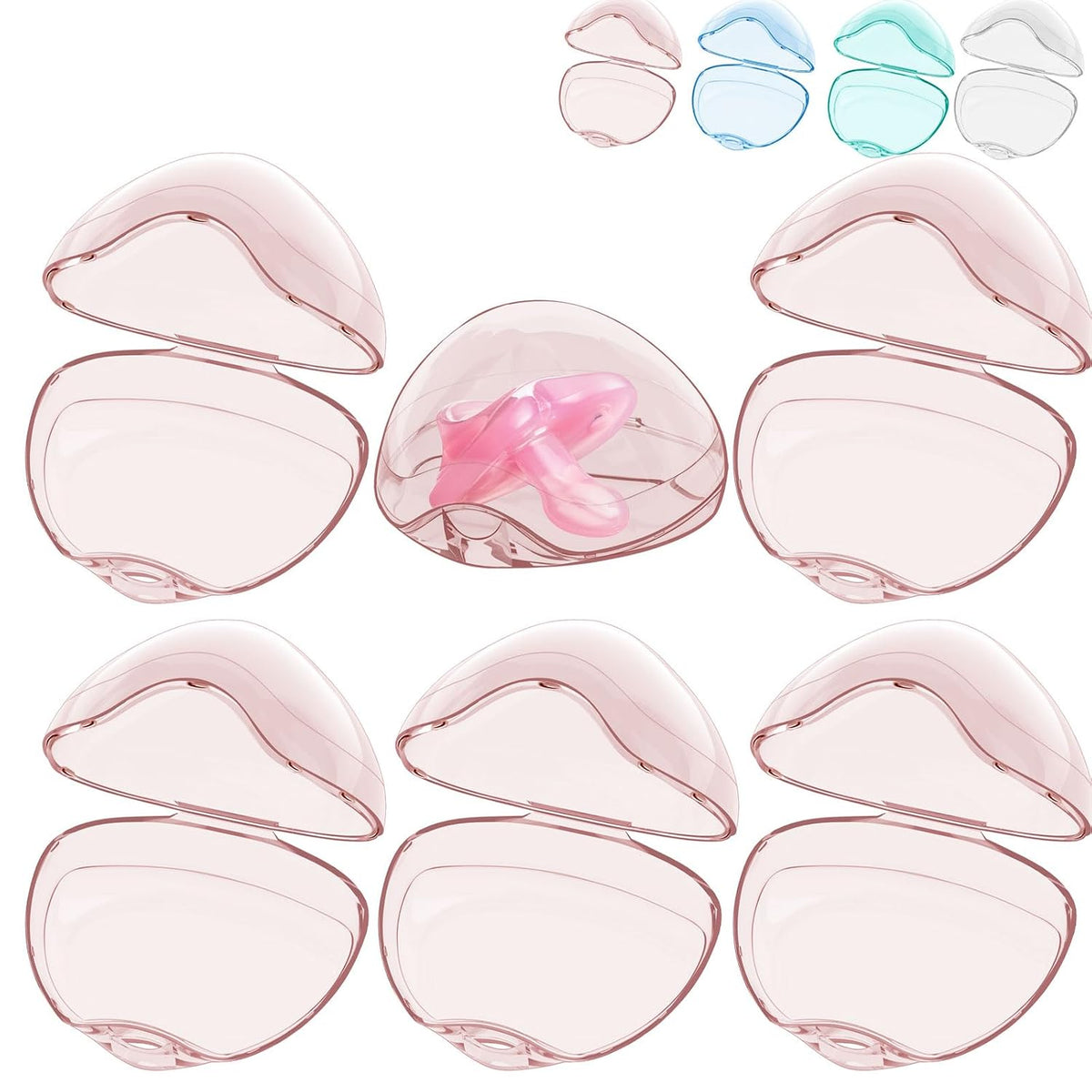 Pacifier Case, BPA Free Pacifier Holder Case,Transparent Container Box for Baby Binky（Not Included),Essential Pacifier Accessories,Alway Keep Paci Clean,Easy to Clean(Pink)