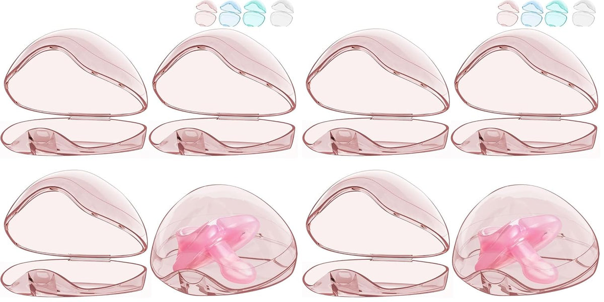 Pacifier Case, BPA Free Pacifier Holder Case,Transparent Container Box for Baby Binky（Not Included),Essential Pacifier Accessories,Alway Keep Paci Clean,Easy to Clean(Pink)