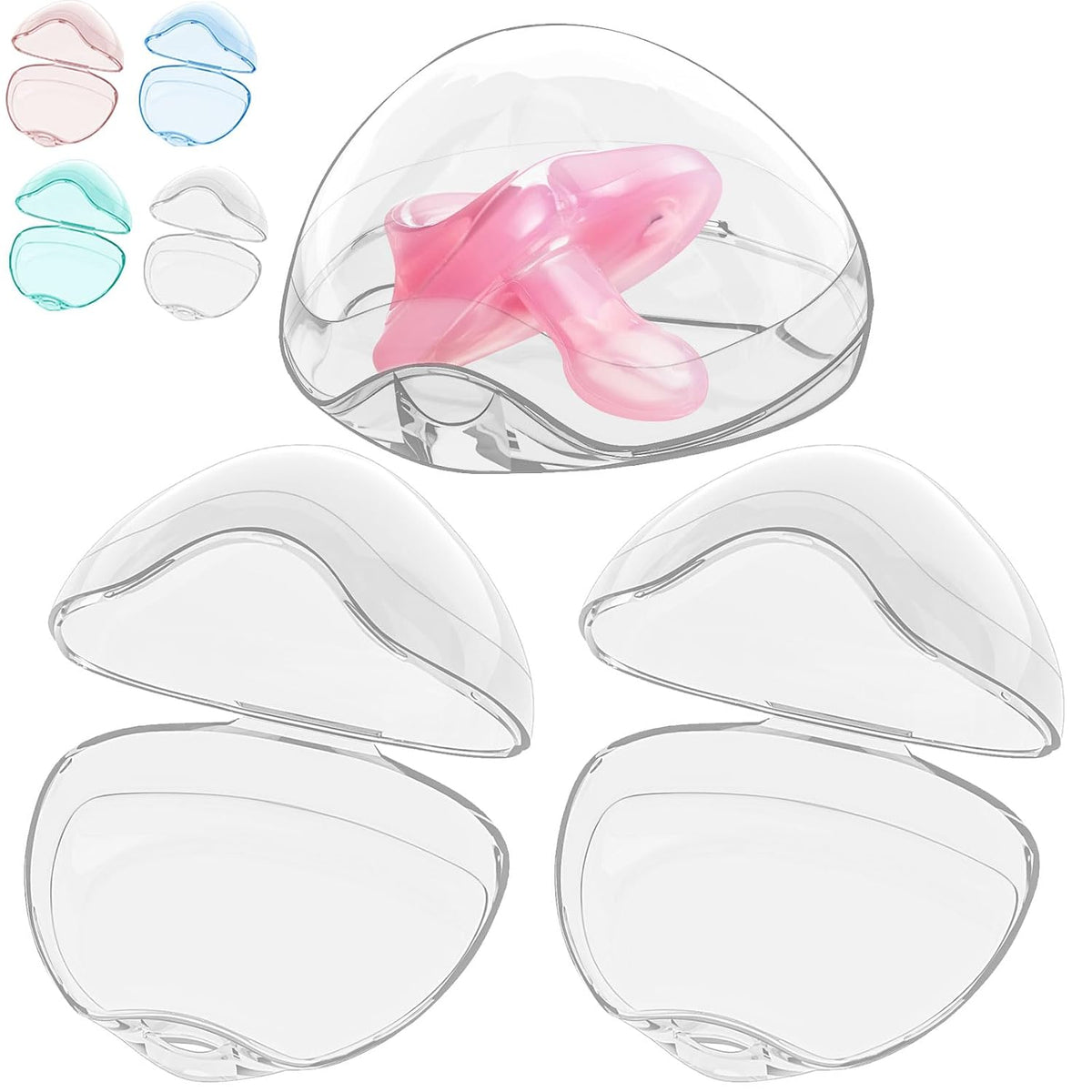 Pacifier Case, BPA Free Pacifier Holder Case,Transparent Container Box for Baby Binky（Not Included),Essential Pacifier Accessories,Alway Keep Paci Clean,Easy to Clean(Pink)