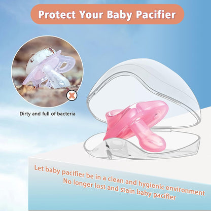 Pacifier Case, BPA Free Pacifier Holder Case,Transparent Container Box for Baby Binky（Not Included),Essential Pacifier Accessories,Alway Keep Paci Clean,Easy to Clean(Pink)