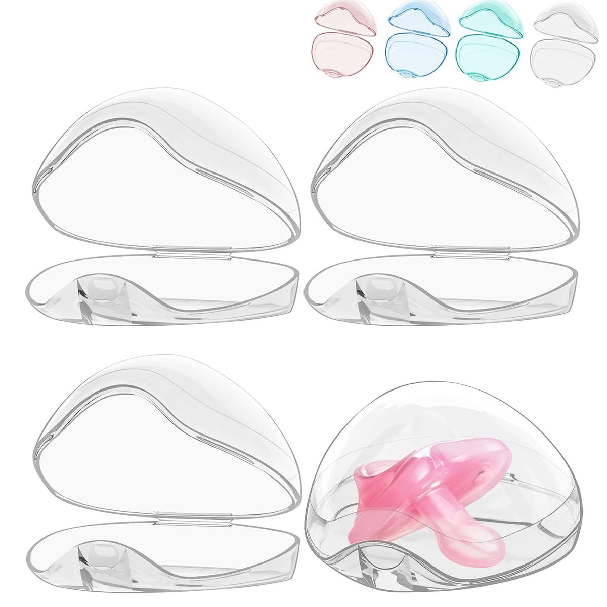 Pacifier Case, BPA Free Pacifier Holder Case,Transparent Container Box for Baby Binky（Not Included),Essential Pacifier Accessories,Alway Keep Paci Clean,Easy to Clean(Pink)