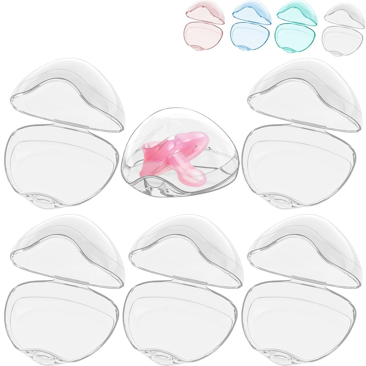 Pacifier Case, BPA Free Pacifier Holder Case,Transparent Container Box for Baby Binky（Not Included),Essential Pacifier Accessories,Alway Keep Paci Clean,Easy to Clean(Pink)