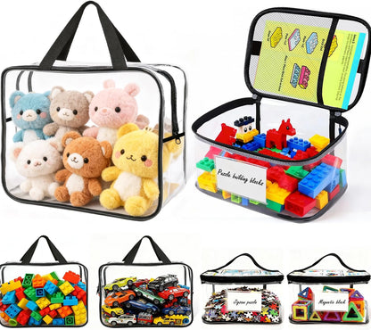 Clear PVC Toy Organizers and Storage Bags with Zipper,Waterproof Organizer for Building Blocks, Puzzles,Board Games & Magnetic Toys,All-in-One Toy Organizers and Storage Solution