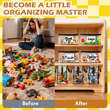 Clear PVC Toy Organizers and Storage Bags with Zipper,Waterproof Organizer for Building Blocks, Puzzles,Board Games & Magnetic Toys,All-in-One Toy Organizers and Storage Solution