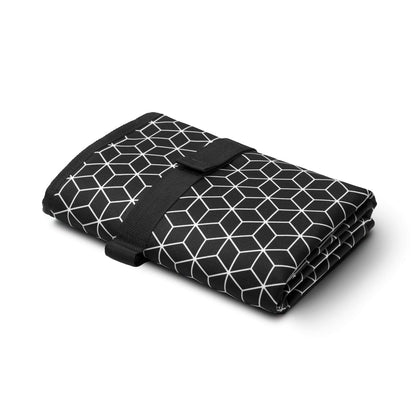 Toolik Baby Diaper Changing Pad, Extra Large (27.5 x 19.7 inch) Waterproof Mat for Stroller Walks or Diaper Bag, Fits Newborn and Toddler for Quick Change on the go, Black with 3D Cube