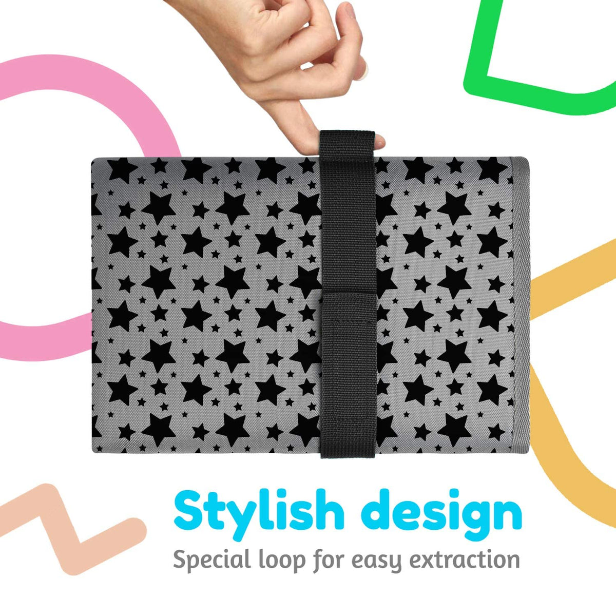 Toolik Baby Diaper Changing Pad, Extra Large (27.5 x 19.7 inch) Waterproof Mat for Stroller Walks or Diaper Bag, Fits Newborn and Toddler for Quick Change on the go, Black with 3D Cube