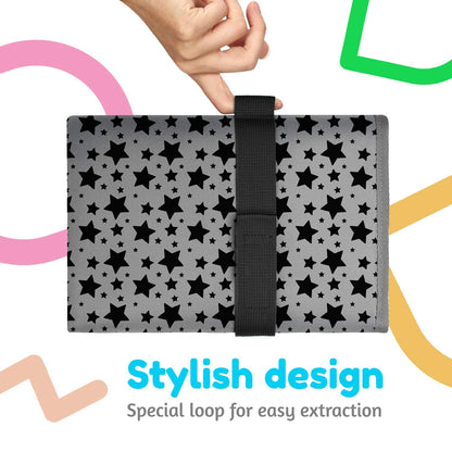 Toolik Baby Diaper Changing Pad, Extra Large (27.5 x 19.7 inch) Waterproof Mat for Stroller Walks or Diaper Bag, Fits Newborn and Toddler for Quick Change on the go, Black with 3D Cube