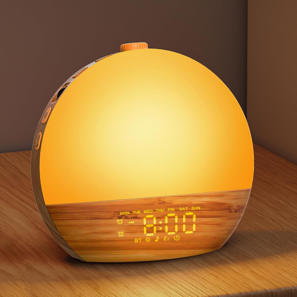 Sunrise Alarm Clock, Noise Sound Machine Night Light, Wood Grain