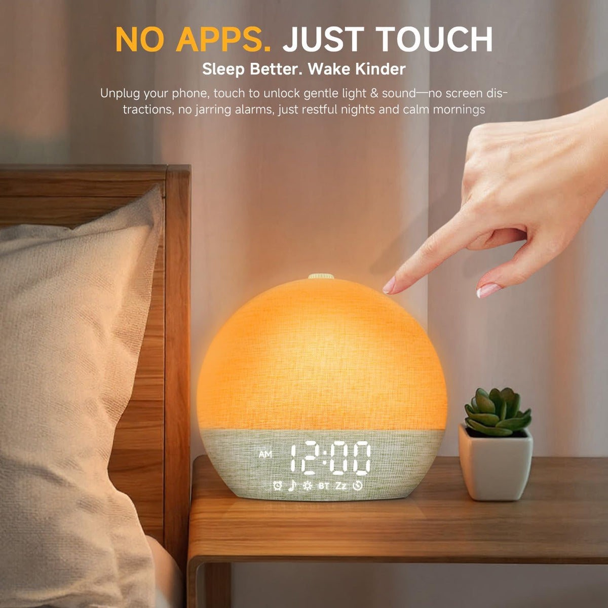 Sunrise Alarm Clock, Noise Sound Machine Night Light, Wood Grain