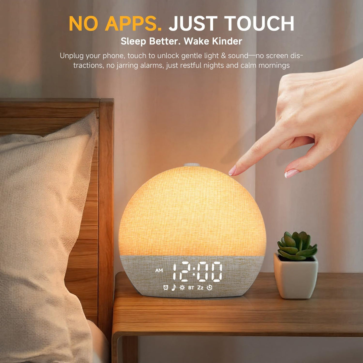 Sunrise Alarm Clock, Noise Sound Machine Night Light, Wood Grain