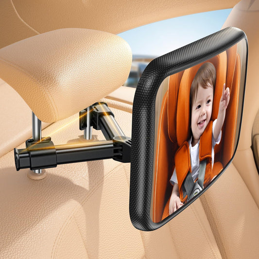 Backseat Baby Car Mirror, Safe Never Shake & Fall, Wide Clear View