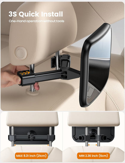 Backseat Baby Car Mirror, Safe Never Shake & Fall, Wide Clear View