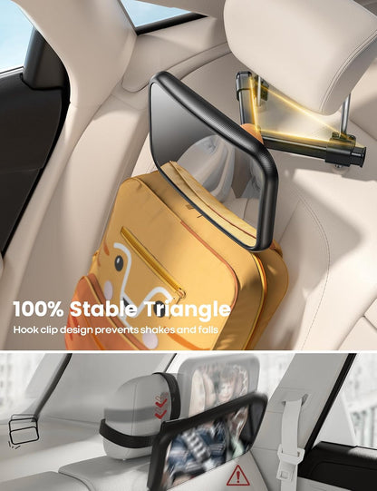 Backseat Baby Car Mirror, Safe Never Shake & Fall, Wide Clear View