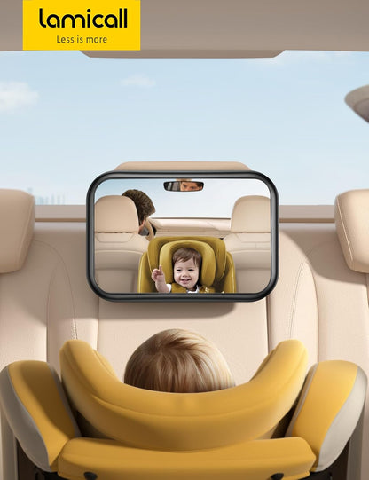 Backseat Baby Car Mirror, Safe Never Shake & Fall, Wide Clear View