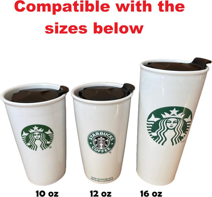 Replacement Lid for Coffee Mug & Tea Cup - Competible With Starbucks Ceramic Travel Mug 10oz / 12oz / 16oz, Slide Lid,Tumbler Lid, Mug Lid, Cup Lid