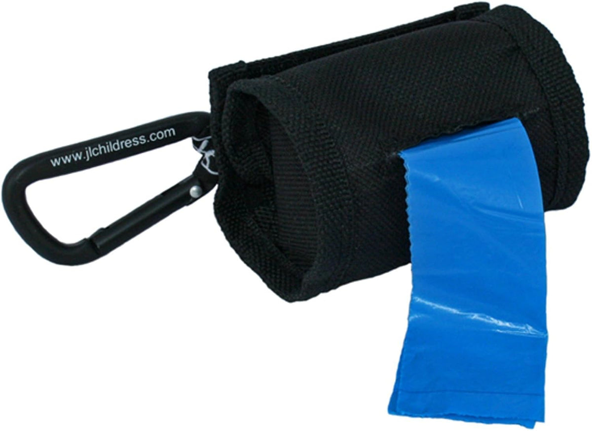 J.L. Childress Bag 'N Bags, Portable Fabric Duffel Dispenser and Waste Bag Refill, Easily Hooks to Stroller or Diaper Bag, Includes 30 Disposable Bags, Black