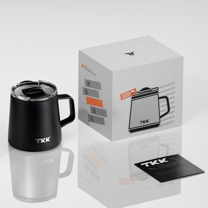 12 oz Insulated Coffee Mug with Handle Ceramic Coating Detachable Slider Lid Stainless Steel Tumbler Double Wall Vacuum Travel Cup