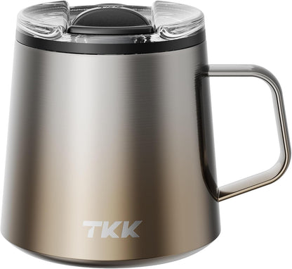 12 oz Insulated Coffee Mug with Handle Ceramic Coating Detachable Slider Lid Stainless Steel Tumbler Double Wall Vacuum Travel Cup