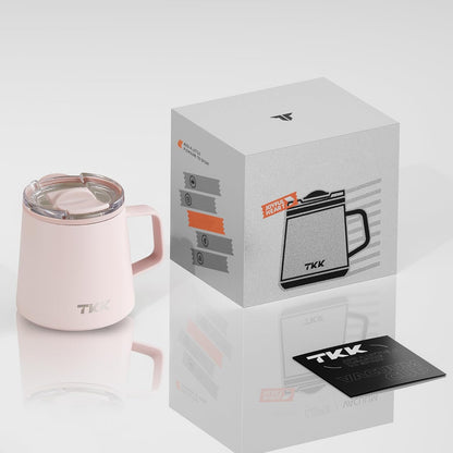 12 oz Insulated Coffee Mug with Handle Ceramic Coating Detachable Slider Lid Stainless Steel Tumbler Double Wall Vacuum Travel Cup