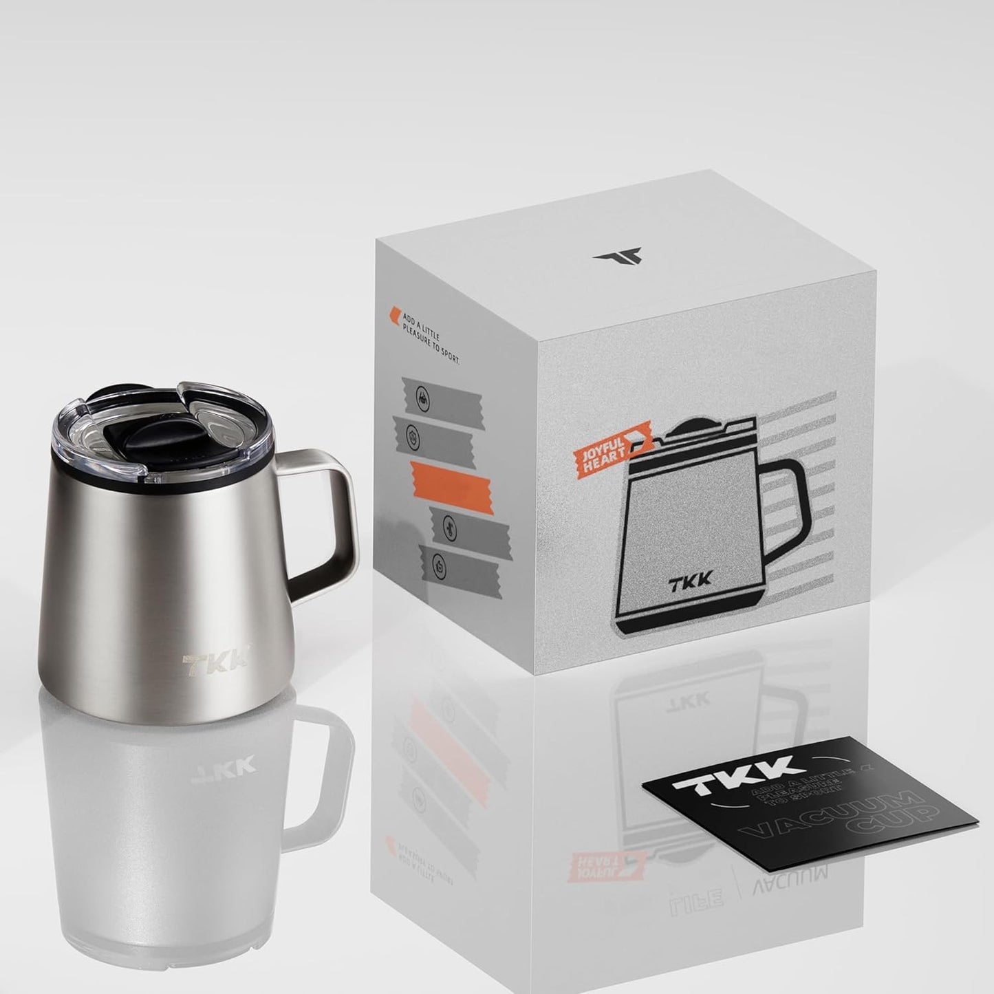 12 oz Insulated Coffee Mug with Handle Ceramic Coating Detachable Slider Lid Stainless Steel Tumbler Double Wall Vacuum Travel Cup