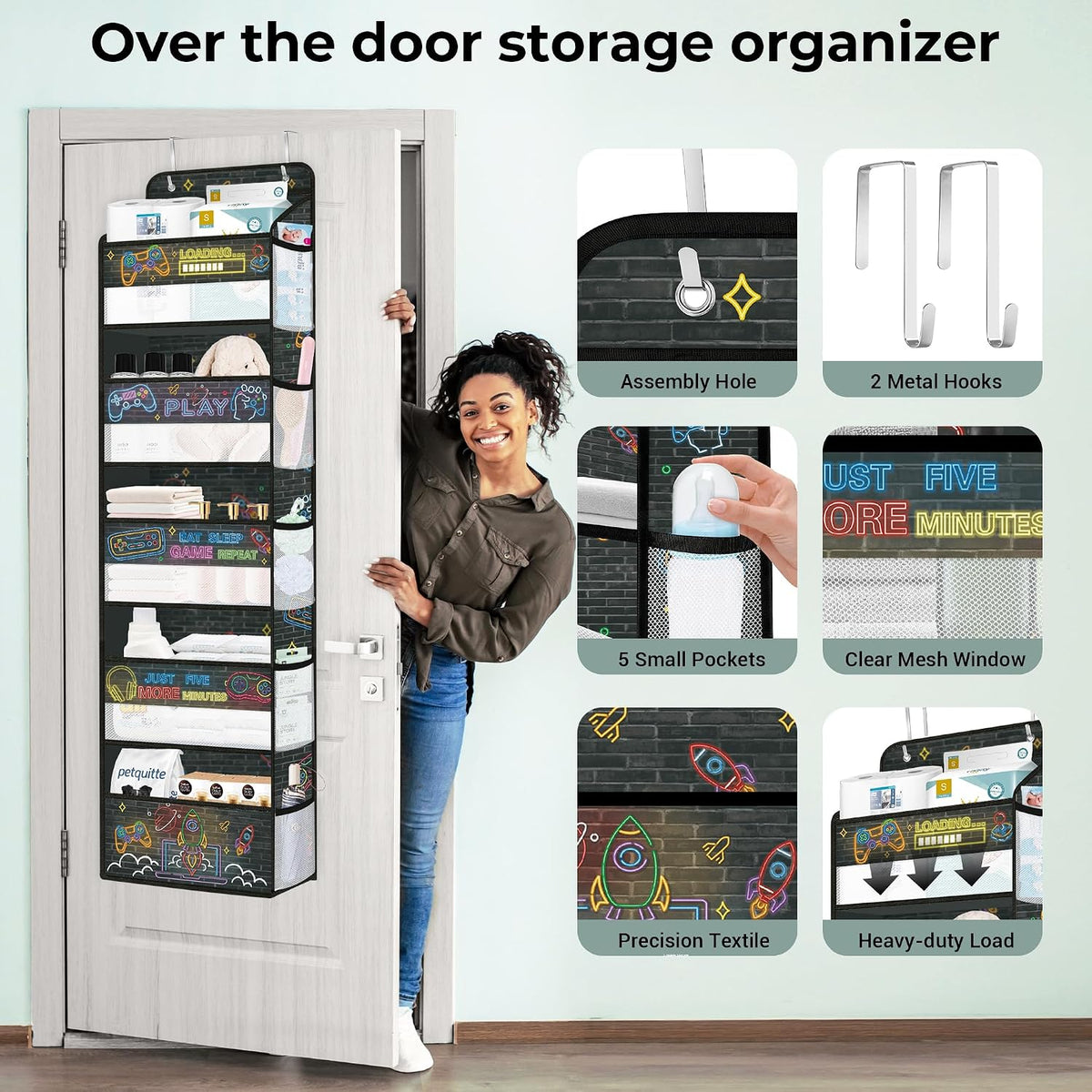 Gamer Over the Door Organizer Diaper Toy Nursery Hanging Shelf