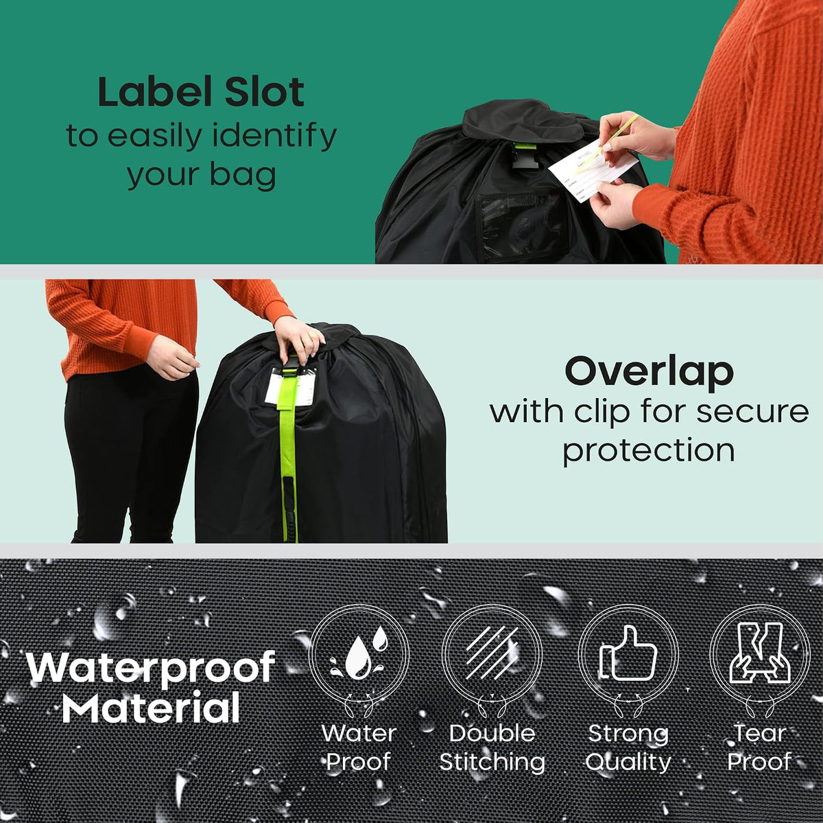 Large Stroller Travel Bag for Airplane, Fits Double & Jogging Strollers