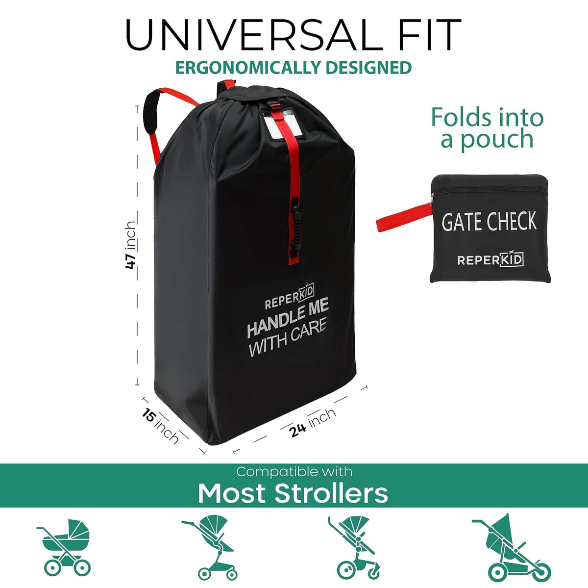 Large Stroller Travel Bag for Airplane, Fits Double & Jogging Strollers
