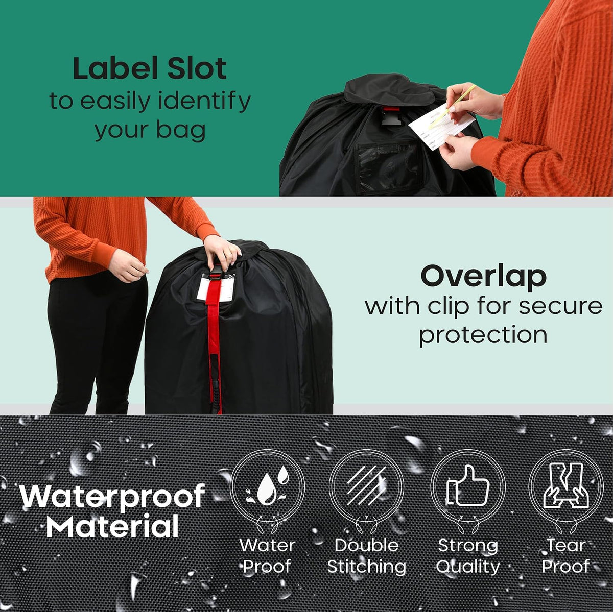 Large Stroller Travel Bag for Airplane, Fits Double & Jogging Strollers