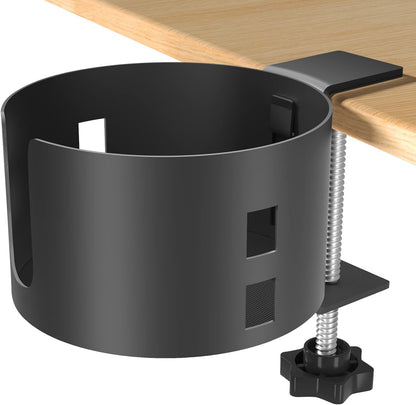Anti-Spill Large Desk Cup Holder for Desk or Table, Pencil Pen Holder | Large Desk Cup Holder, Anti-Spill, Sturdy and Durable, Easy to Install, Enough to Hold Coffee Cups, Water Bottles, Black