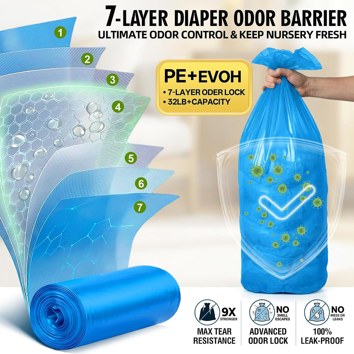 Diaper Pail Refills Fits Diaper Genie Easy Roll Signature & Platinum