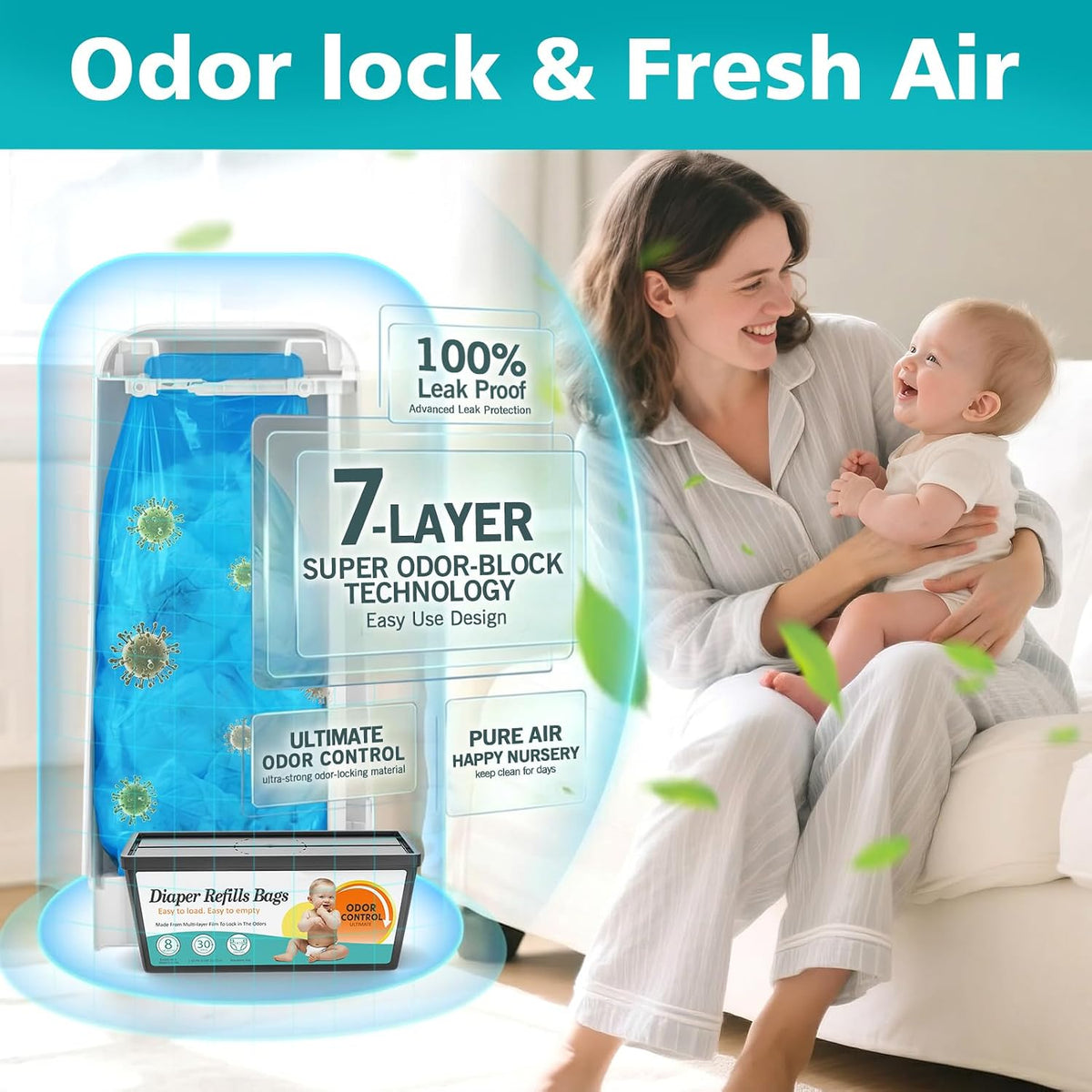 Diaper Pail Refills Fits Diaper Genie Easy Roll Signature & Platinum