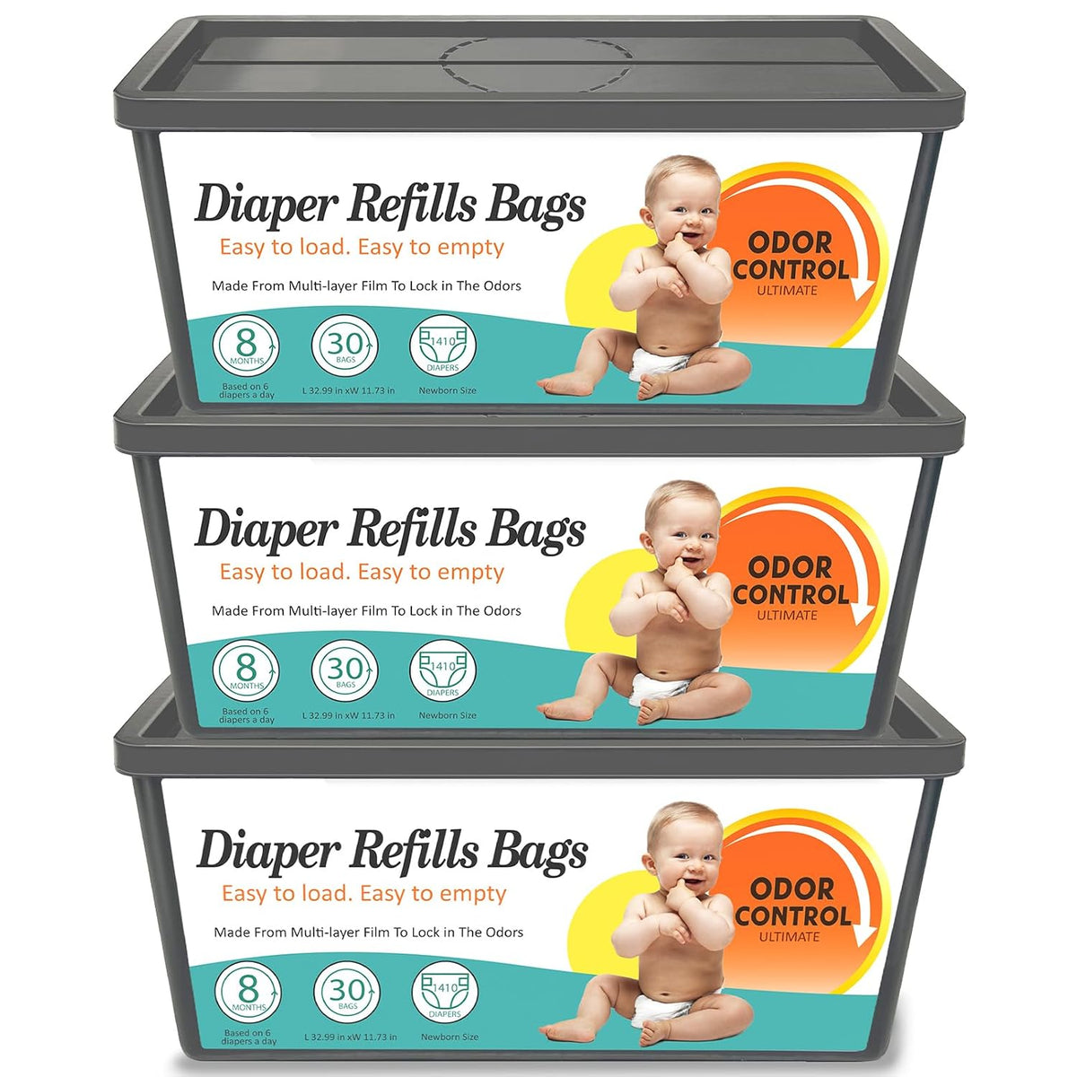 Diaper Pail Refills Fits Diaper Genie Easy Roll Signature & Platinum