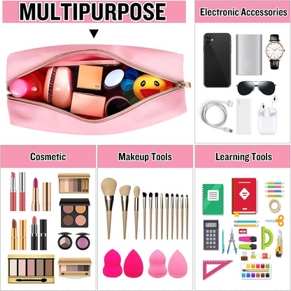 Chenille Letter Clear Makeup Bags Stuff Pouch, Preppy Patch Makeup Bag with Zipper, Transparent PVC & Nylon Waterproof Portable Glitter Cosmetic Bag Travel Toiletry Storage for Women Girl(STUFF-Black)