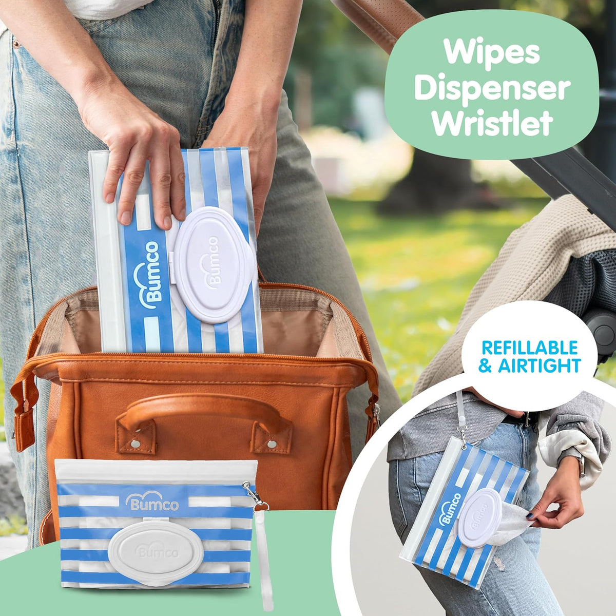 Airtight Wipes Dispenser, Keeps Wet, Reusable Refillable Pouch, Diaper Bag Organizer for Travel, Carrying Clutch, Unique Baby Gift for Girl Boy [multicolor]